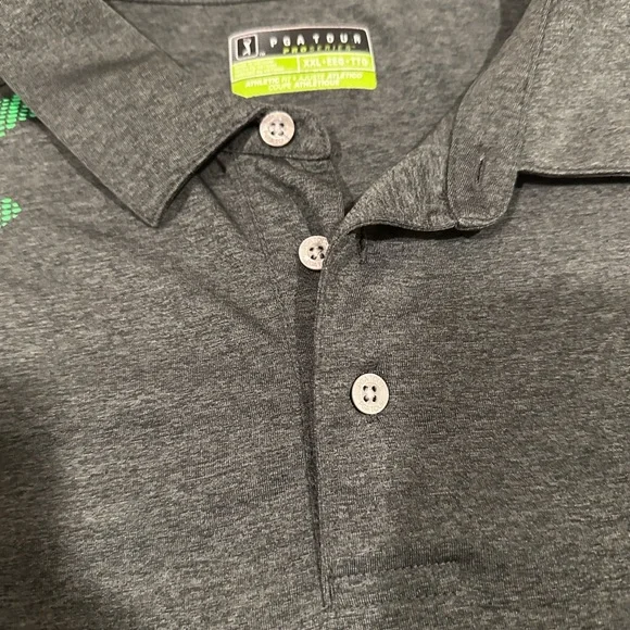 PGA Tour Dark Gray Polo with Green and Blue Accents - Picture 3 of 16